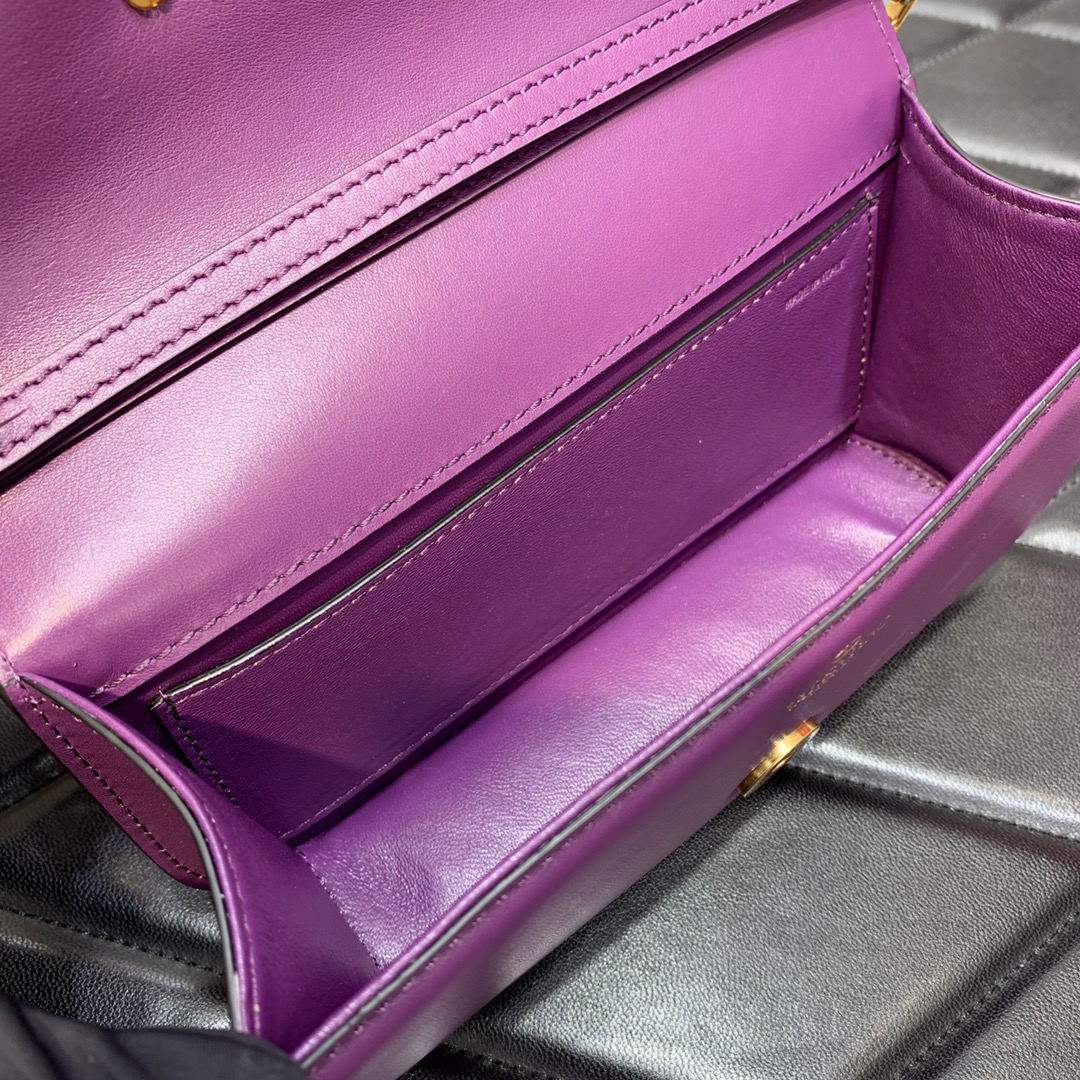 Valentino Garavani Loco Small Shoulder Bag in Purple Calfskin Leather 